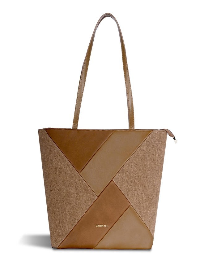 Carriall Estelle Vegan Leather Tote bag | Stylish Casual Shoulder Bag with Wallet purse, Secure Zip Pockets - Structured Handheld Everyday Office Handbag for women & girls (Brown) - Image 1